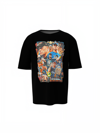 John Cena Never Give Up Oversized T-Shirts Bold Wrestling Style