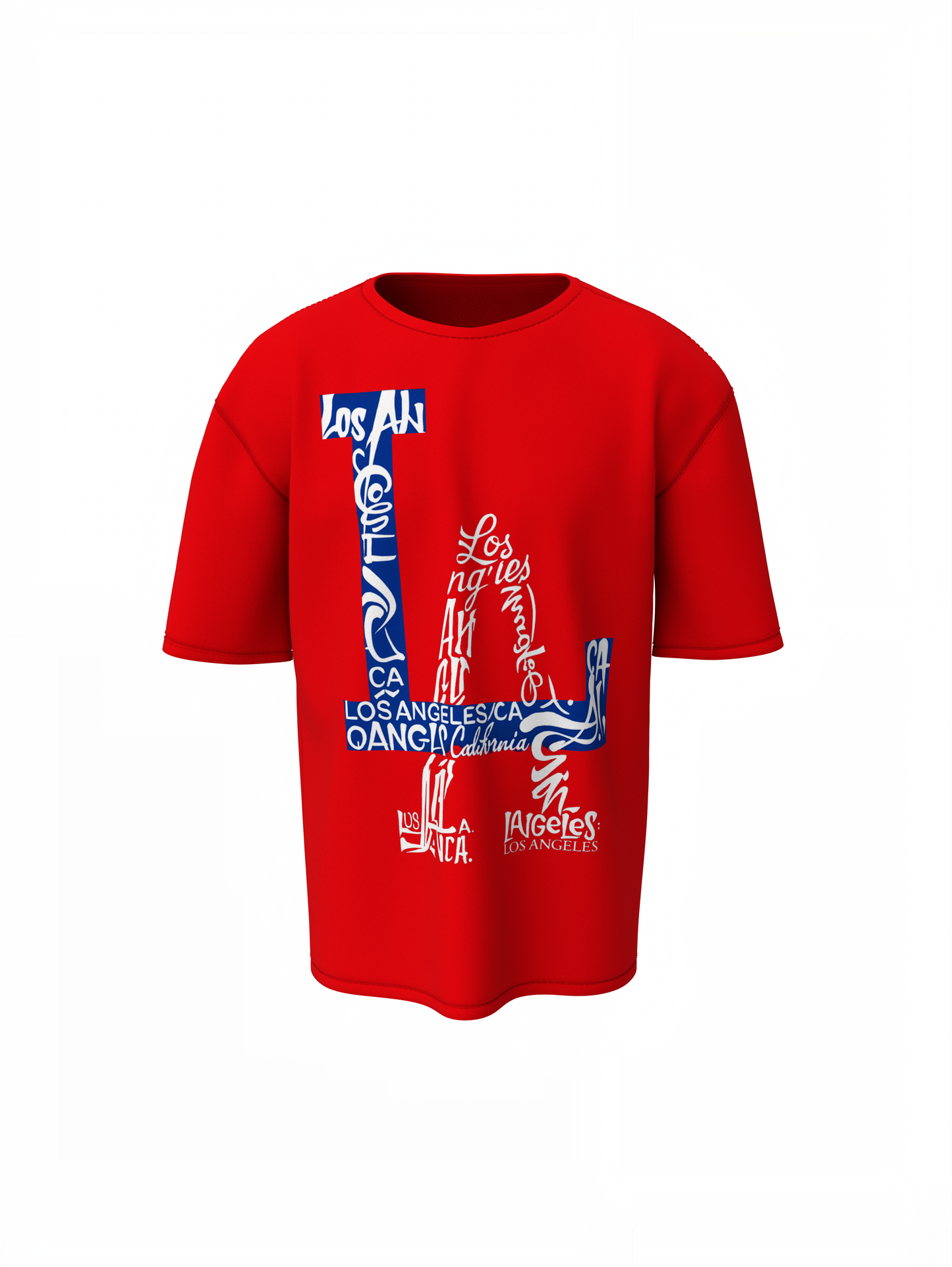 LA Red Oversized T-Shirts Stylish Casual Graphic Wear