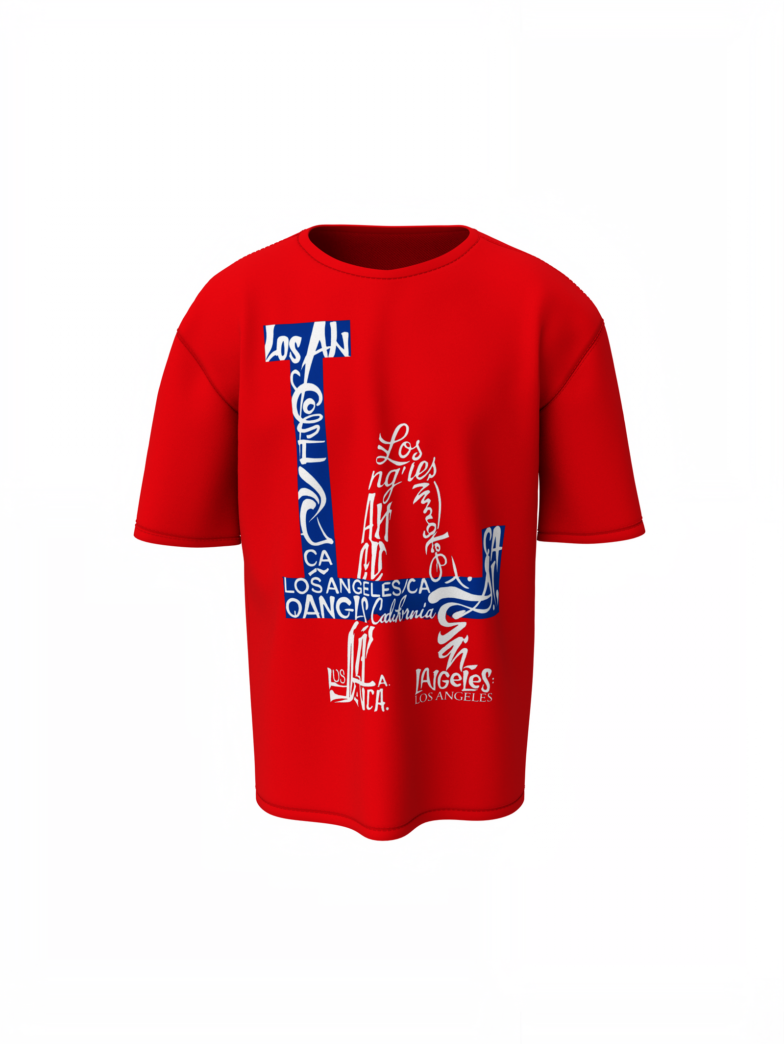 LA Red Oversized T-Shirts Stylish Casual Graphic Wear