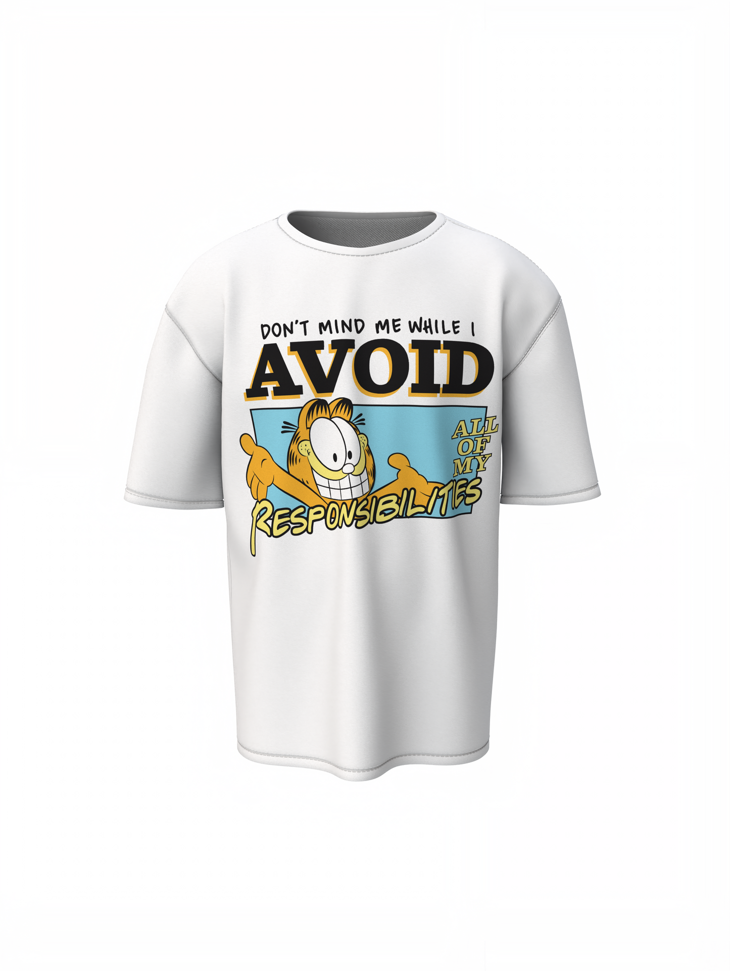 Avoid Garfield Oversized T-Shirts Funny Cartoon Style