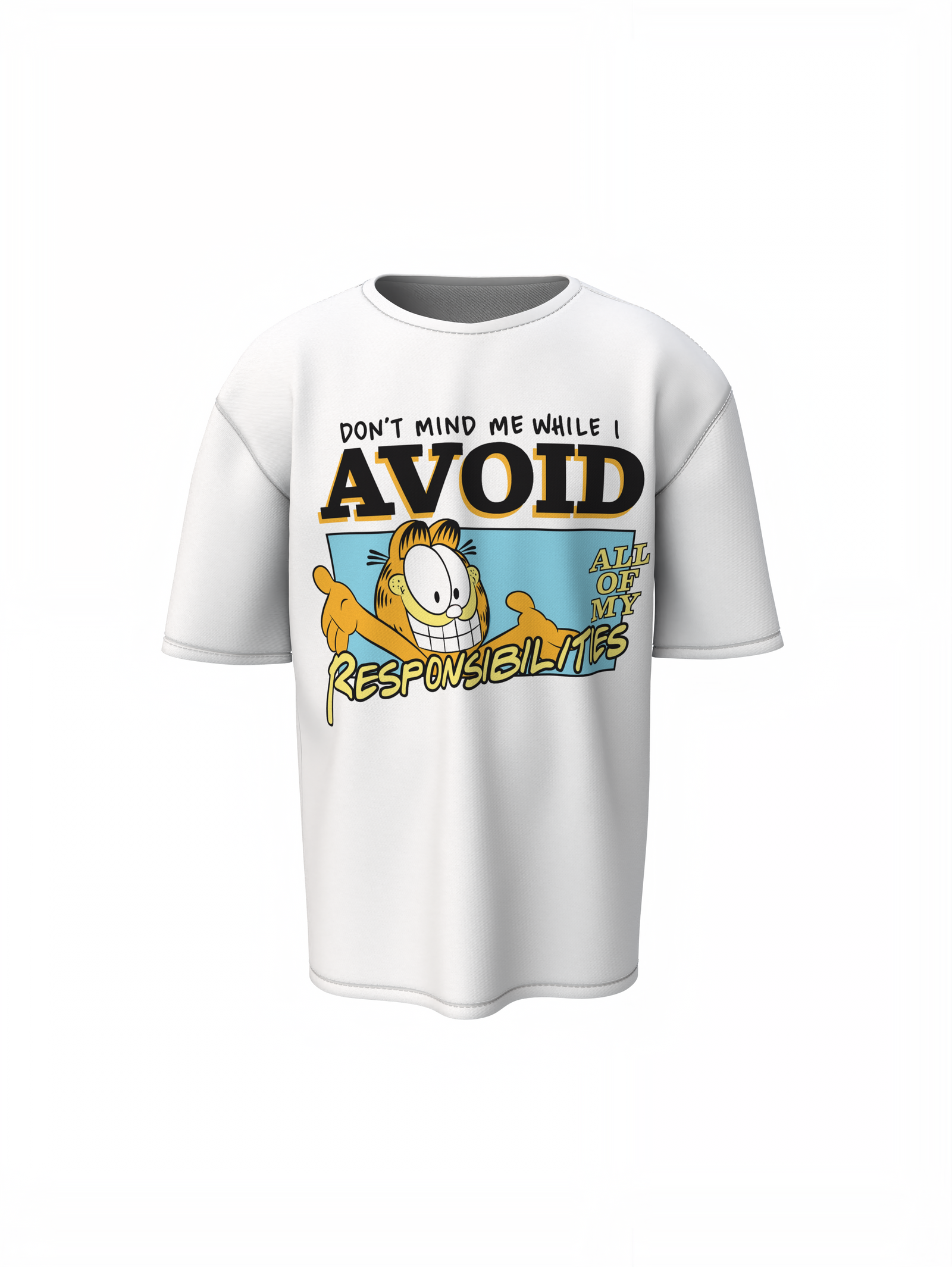 Avoid Garfield Oversized T-Shirts Funny Cartoon Style