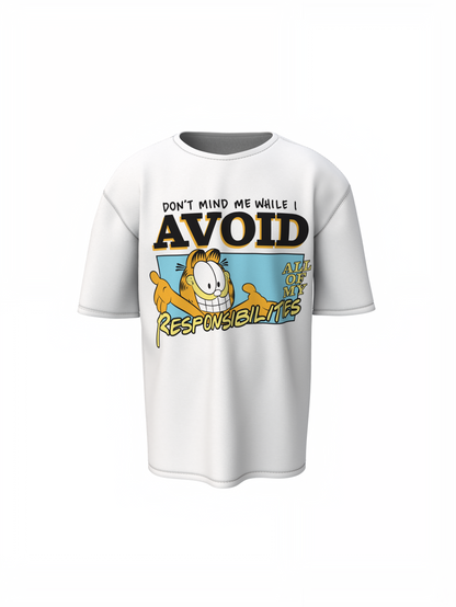 Avoid Garfield Oversized T-Shirts Funny Cartoon Style