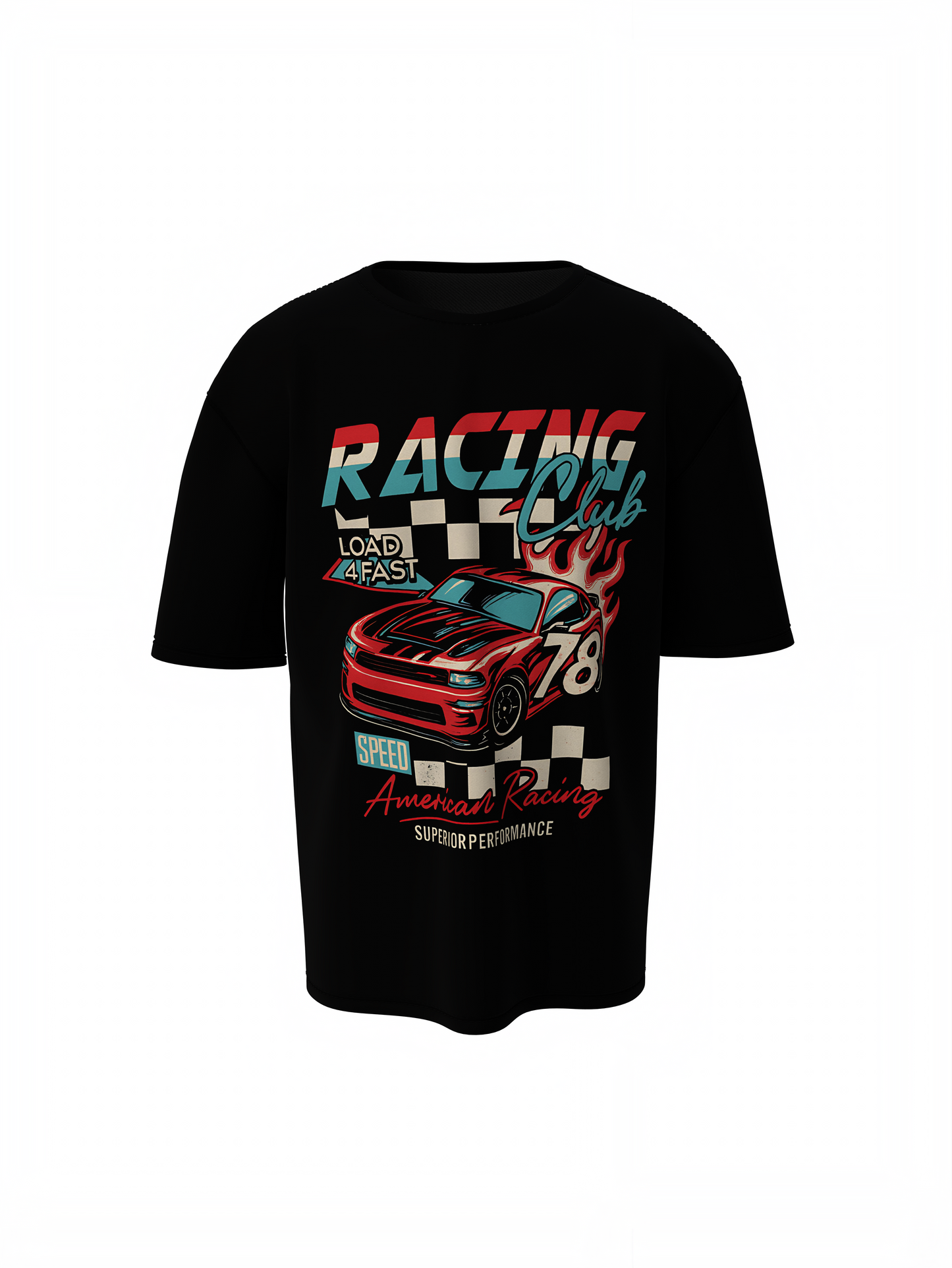 Oversized T-Shirts Racing Club Black Motorsport Style Tee