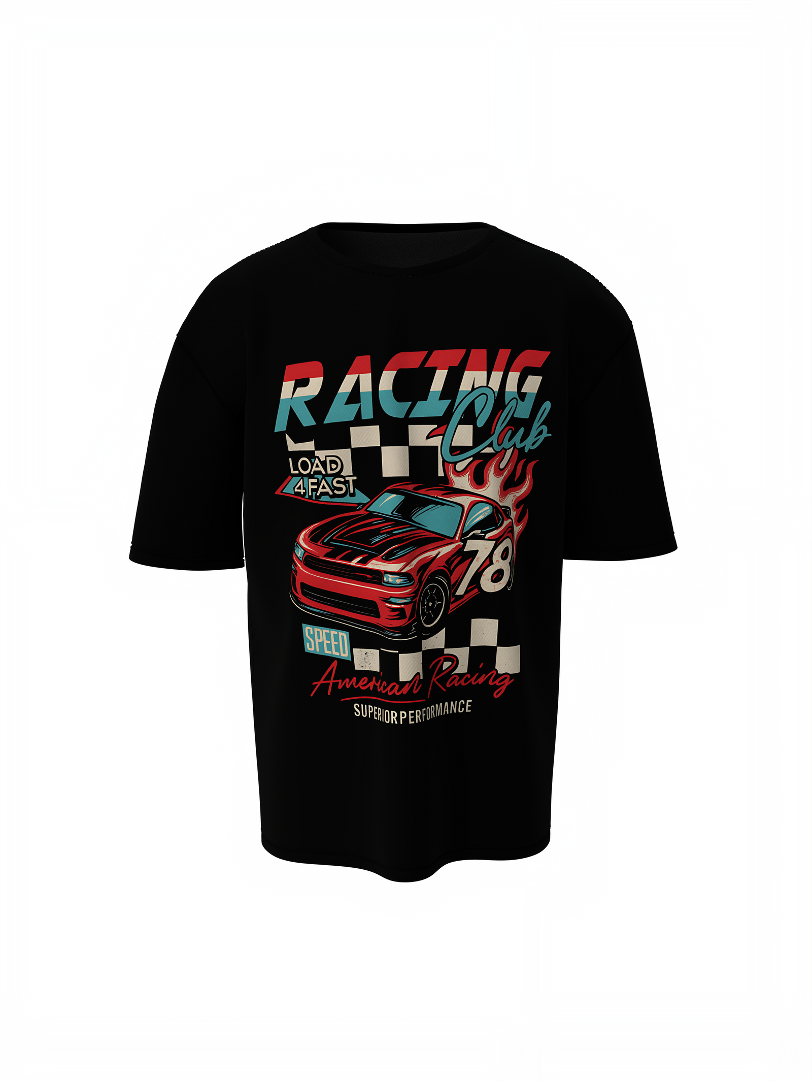 Oversized T-Shirts Racing Club Black Motorsport Style Tee