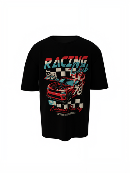 Oversized T-Shirts Racing Club Black Motorsport Style Tee