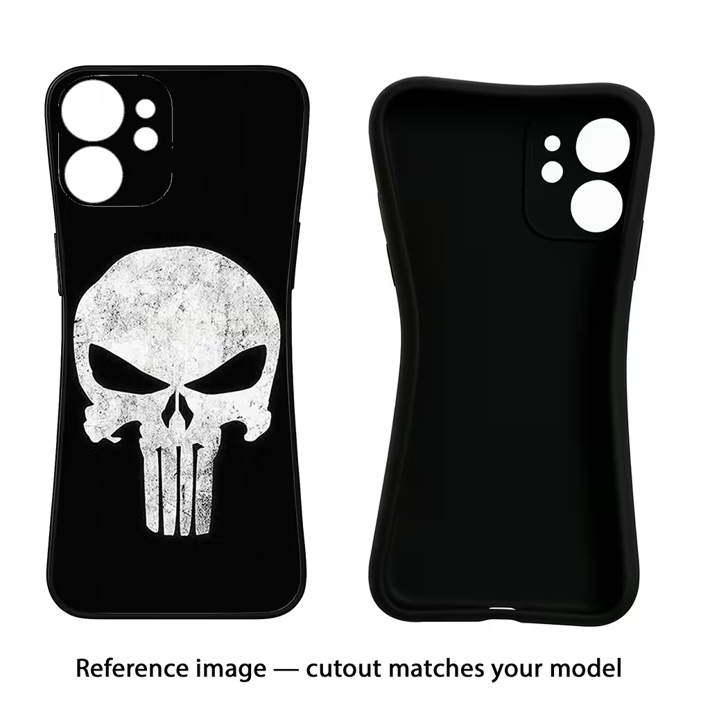 Punisher Skull iQOO Neo 7 Pro Back Cover Black Soft Case - Hello Swanky
