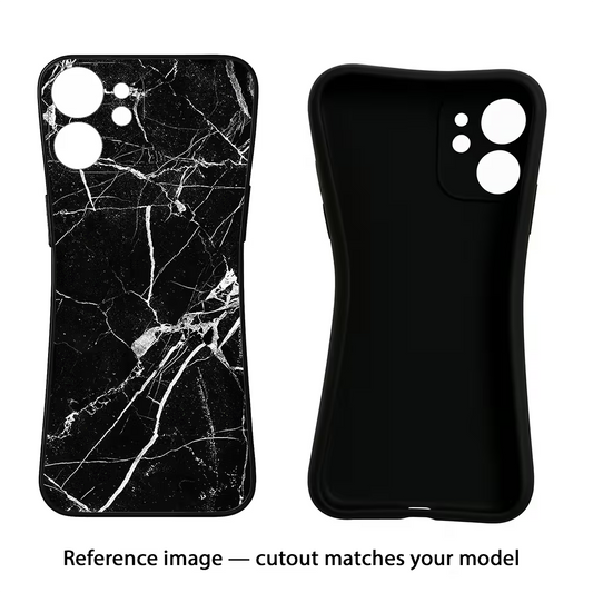 Black Marble Pattern iQOO Neo 9 Back Cover Black Soft Case - Hello Swanky