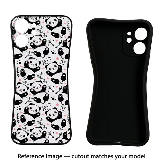 Cute Panda iQOO Neo 9 Back Cover Black Soft Case - Hello Swanky