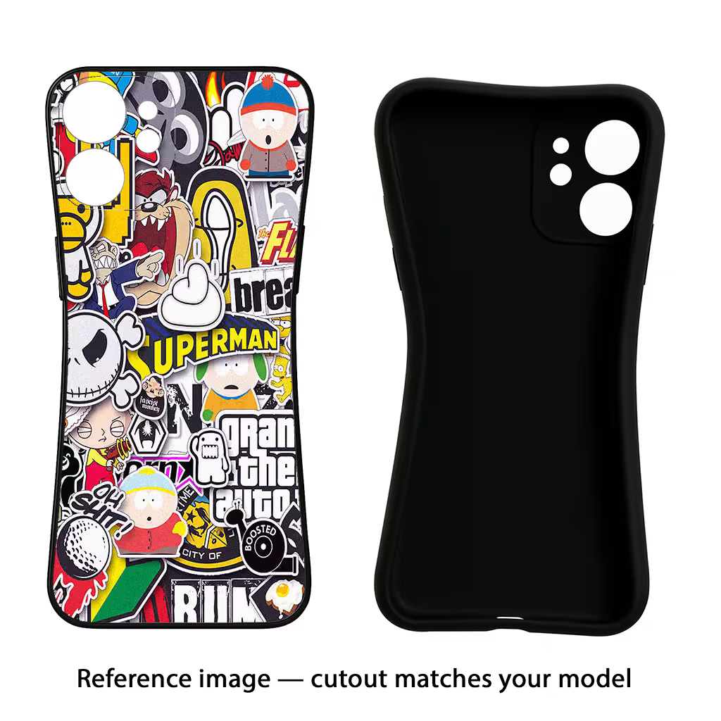 Sticker Bomb iQOO Neo 9 Back Cover Black Soft Case - Hello Swanky