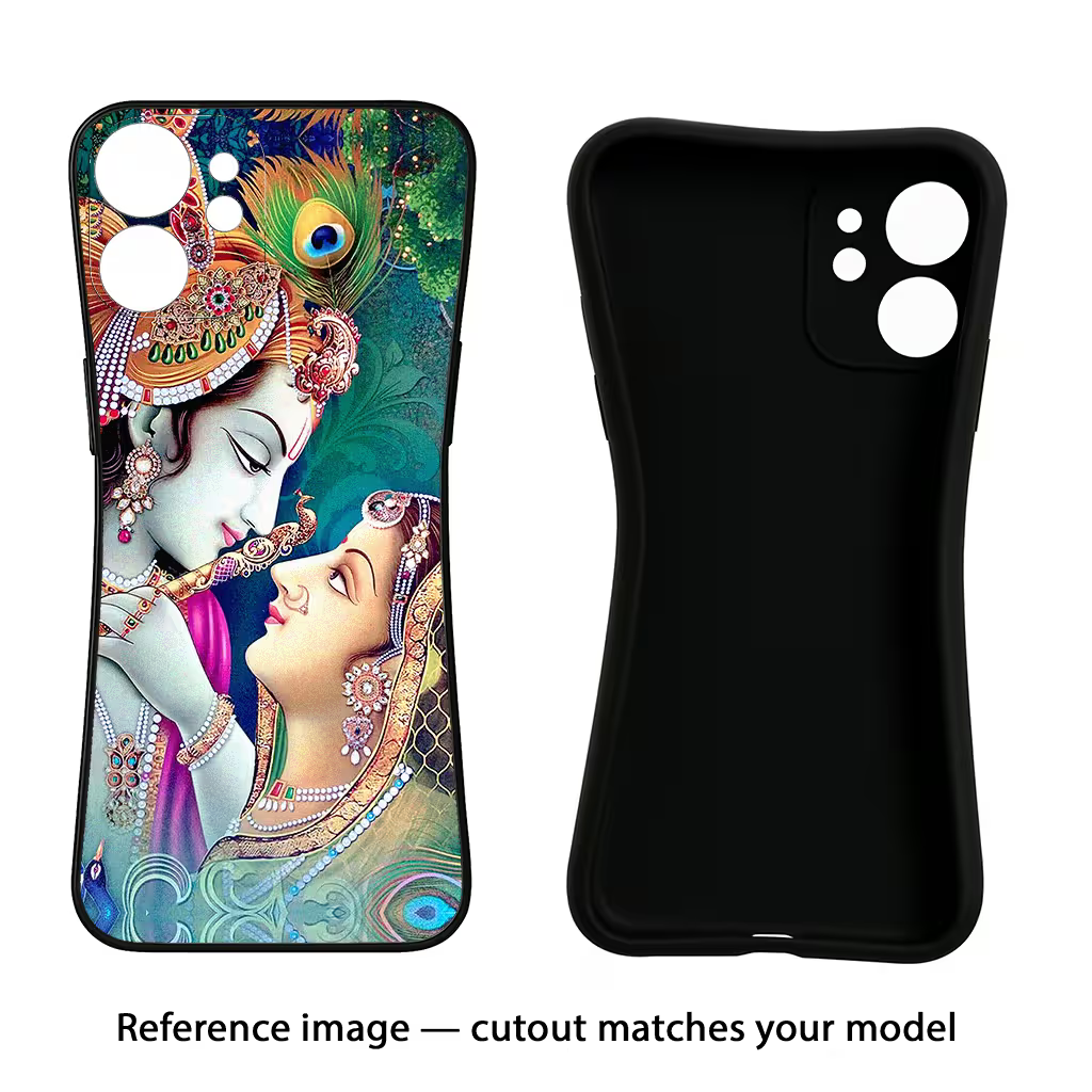 Lord Radha Krishna iQOO Neo 9 Back Cover Black Soft Case - Hello Swanky