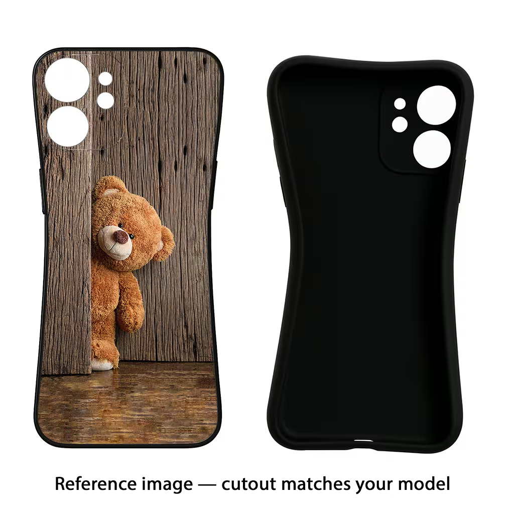 Teddy Wooden iQOO Neo 9 Back Cover Black Soft Case - Hello Swanky