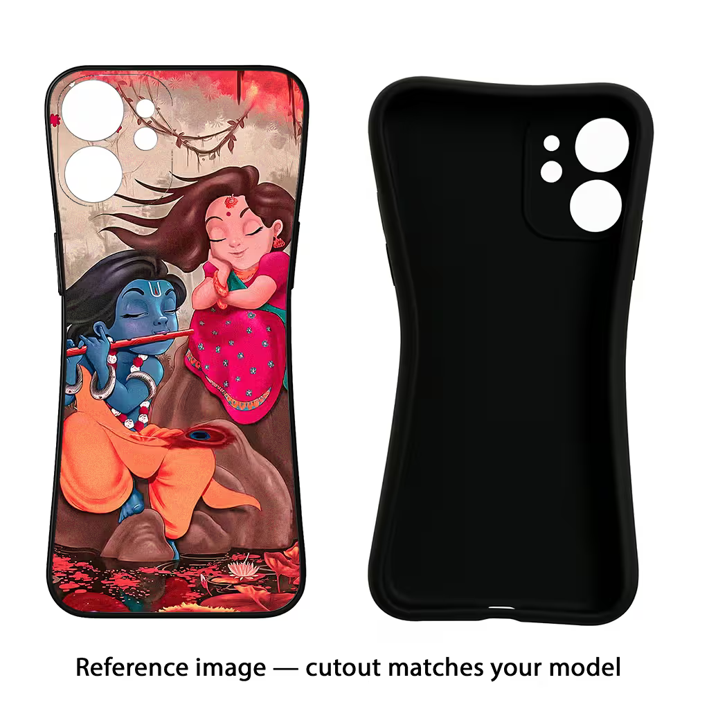 Radhe Krishna iQOO Neo 9 Back Cover Black Soft Case - Hello Swanky