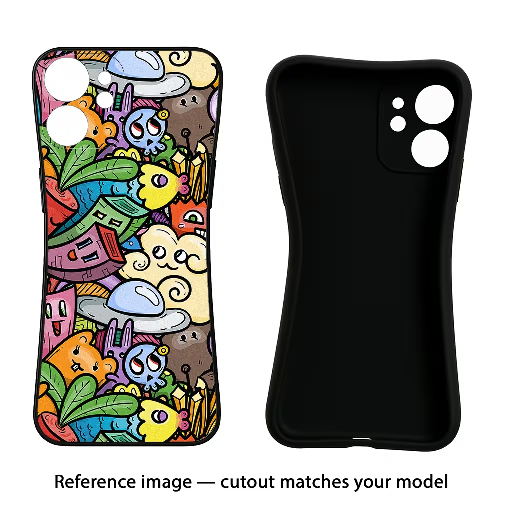 Veggie Doodle iQOO Neo 9 Back Cover Black Soft Case - Hello Swanky