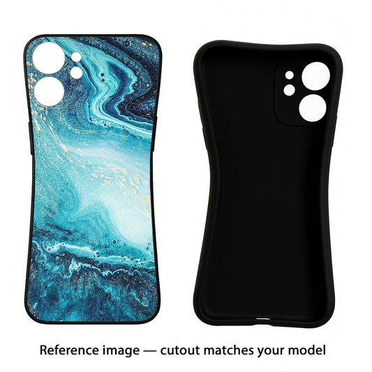 Blue Glitter Marble iPhone 17 Back Cover
