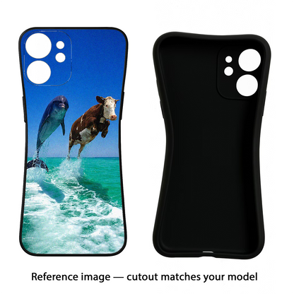 Dolphin Vs Cow iQOO Neo 7 Pro Back Cover Black Soft Case - Hello Swanky