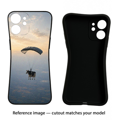 Skydiving Cow iQOO Neo 9 Back Cover Black Soft Case - Hello Swanky