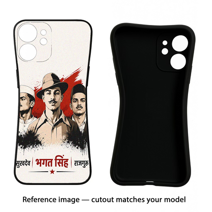 Bhagat Singh Trio iQOO Neo 7 Pro Back Cover Black Soft Case - Hello Swanky