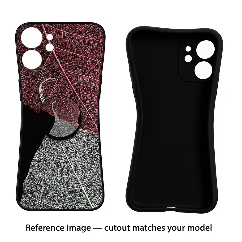 Leaf Pattern iQOO Neo 7 Pro Back Cover Black Soft Case - Hello Swanky
