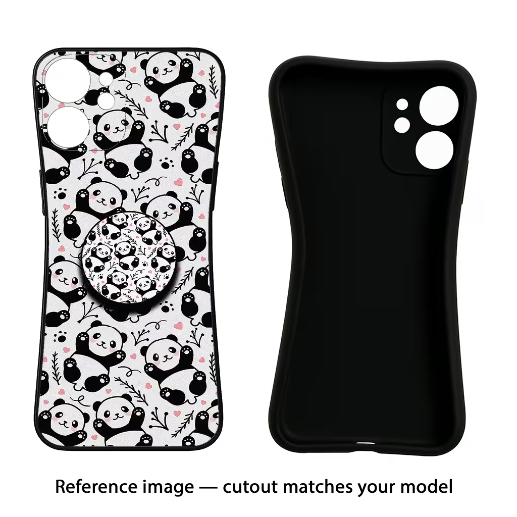 Cute Panda iQOO Neo 7 Pro Back Cover Black Soft Case - Hello Swanky
