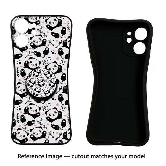 Cute Panda iQOO Neo 7 Pro Back Cover Black Soft Case - Hello Swanky