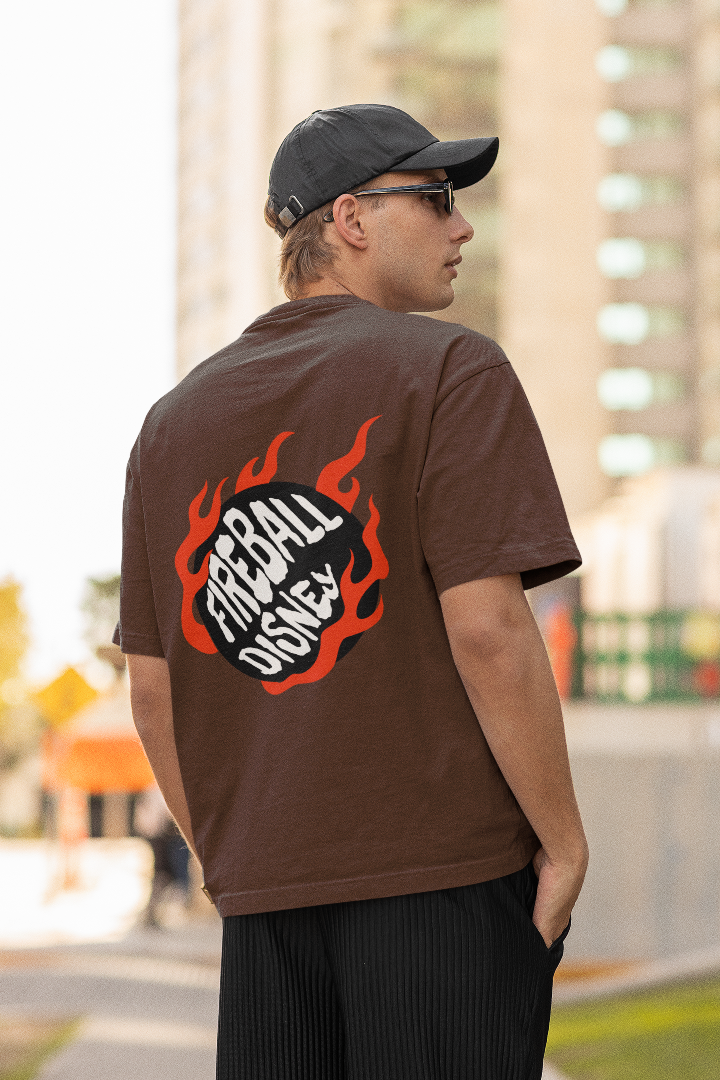 Fire ball oversized t-shirt - s