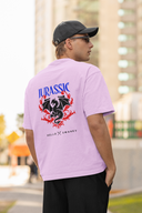 Jurassic Half Sleeve Lavender Oversized T-Shirt for Men by Hello Swanky