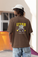 Let's Play Half Sleeve Brown Oversized T-Shirt for Men by Hello Swanky