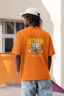 Let's Play Half Sleeve Orange Oversized T-Shirt for Men by Hello Swanky