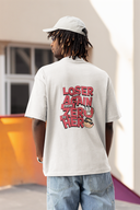 Loser Half Sleeve White Oversized T-Shirt for Men by Hello Swanky