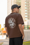 Medusa's Gaze Half Sleeve Brown Oversized T-Shirt for Men by Hello Swanky