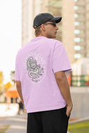 Medusa's Gaze Half Sleeve Lavender Oversized T-Shirt for Men by Hello Swanky