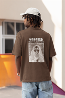 Created With a Purpose Half Sleeve Brown Oversized T-Shirt for Men by Hello Swanky