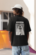 Created With a Purpose Half Sleeve Black Oversized T-Shirt for Men by Hello Swanky