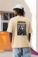 Created With a Purpose Half Sleeve Beige Oversized T-Shirt for Men by Hello Swanky