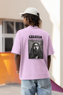 Created With a Purpose Half Sleeve Lavender Oversized T-Shirt for Men by Hello Swanky