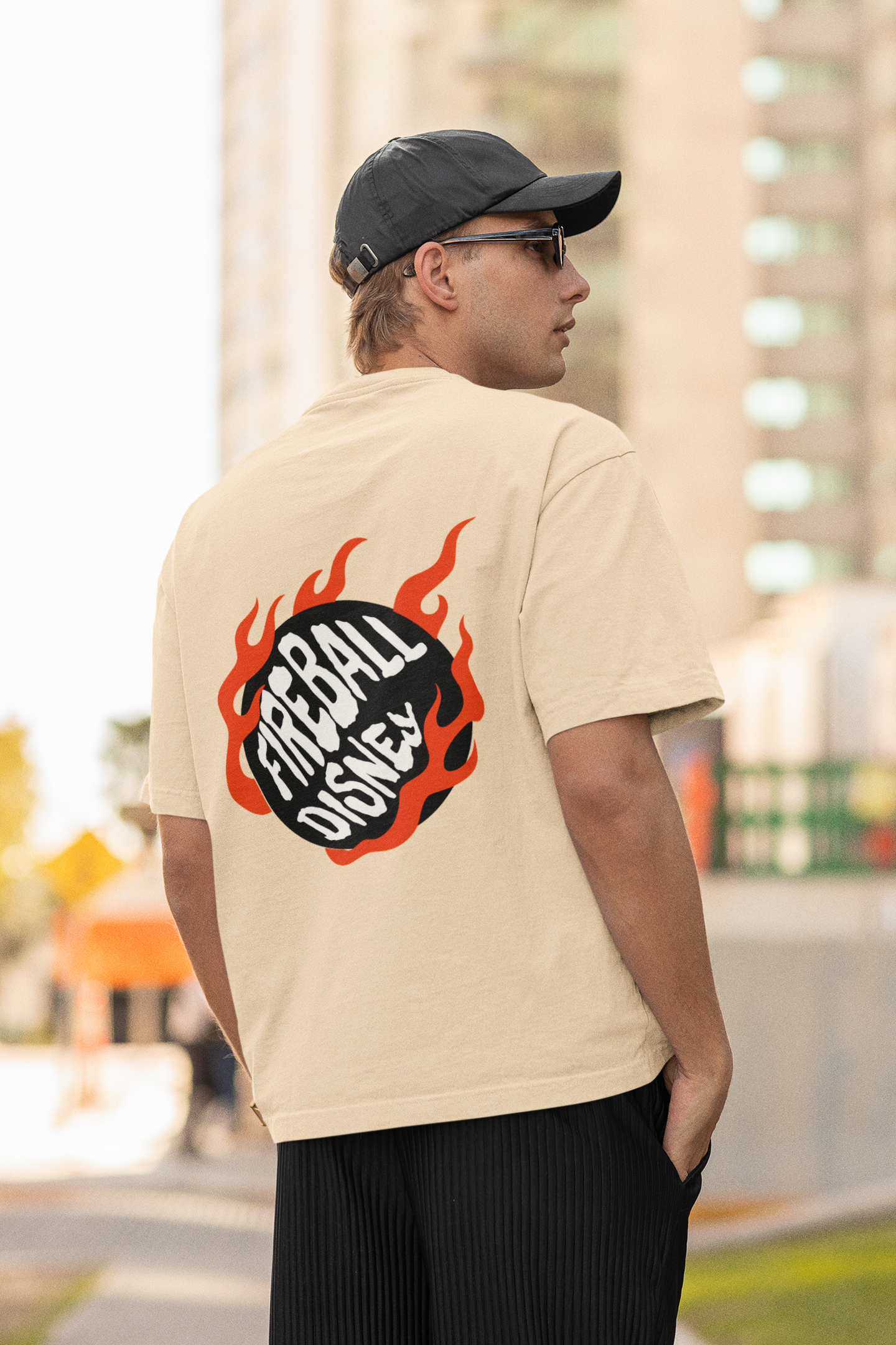 Fire ball oversized t-shirt - s