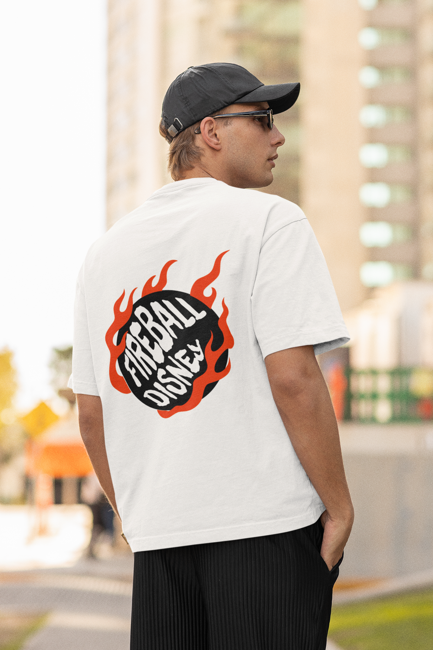 Fire ball oversized t-shirt - s