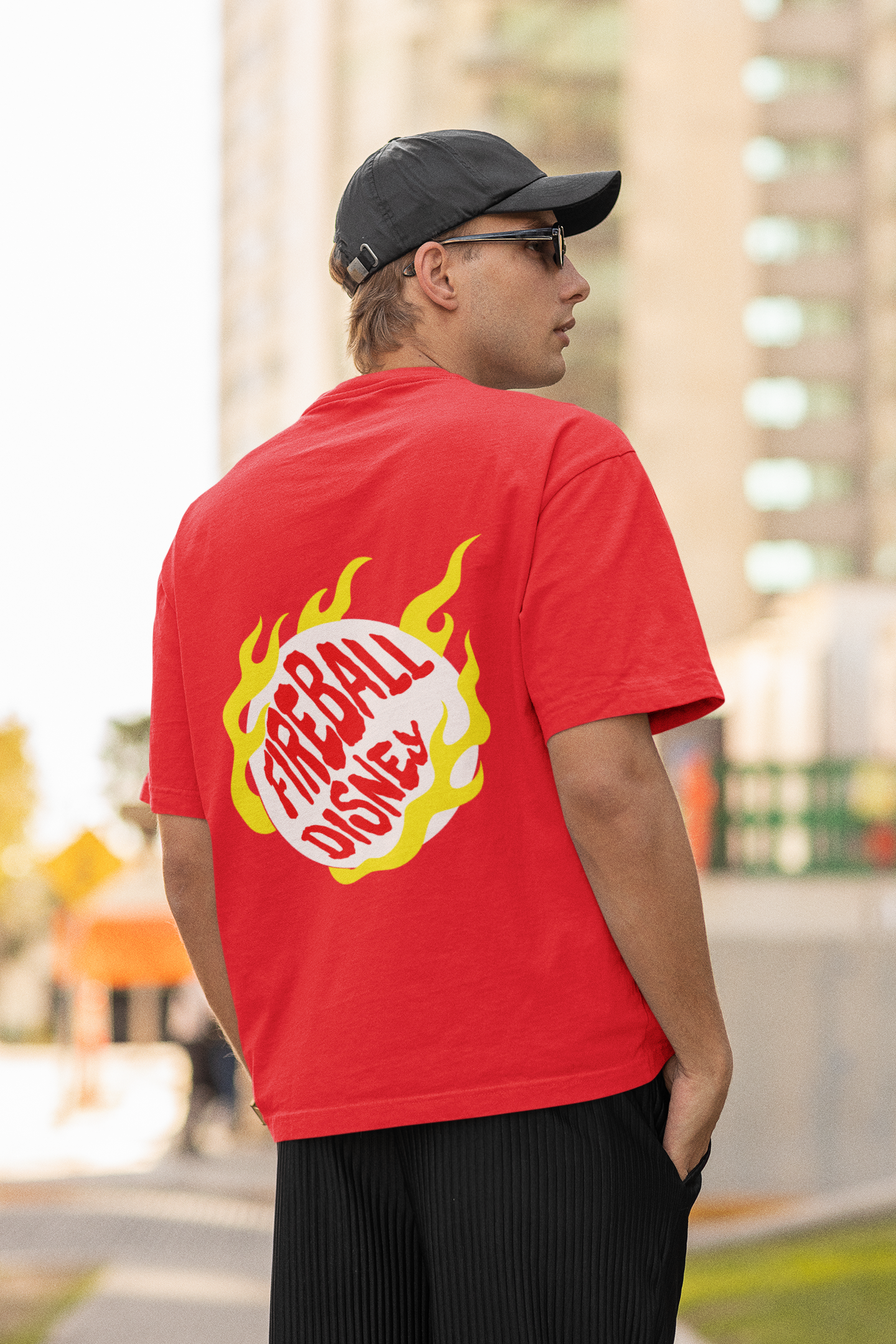 Fire ball oversized t-shirt - s