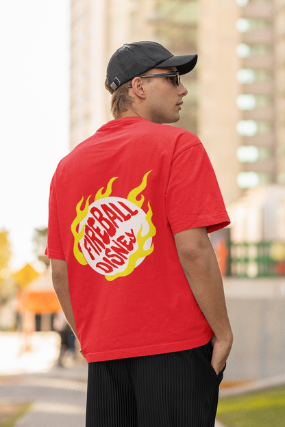 Fire ball oversized t-shirt - s