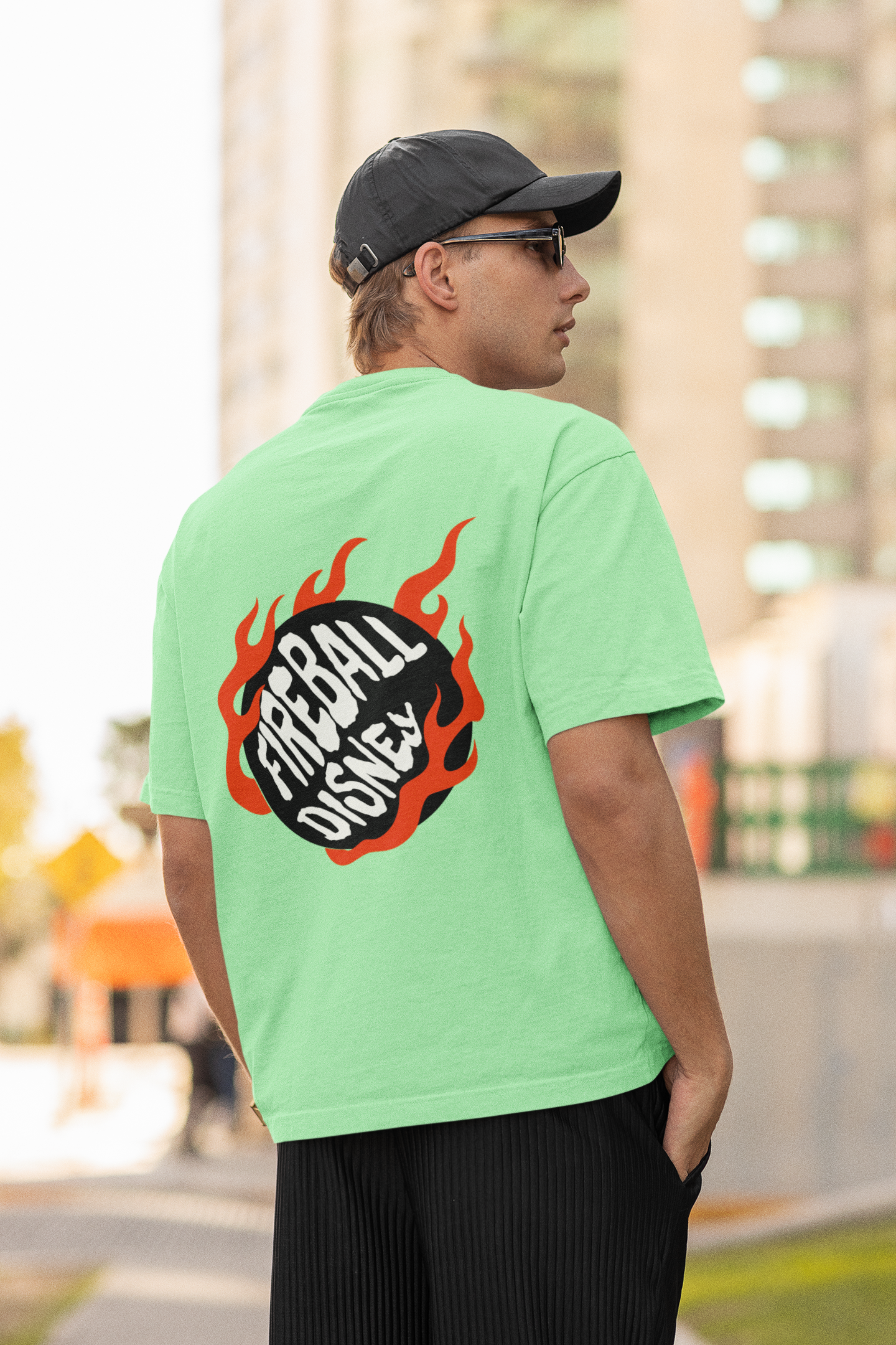 Fire ball oversized t-shirt - s