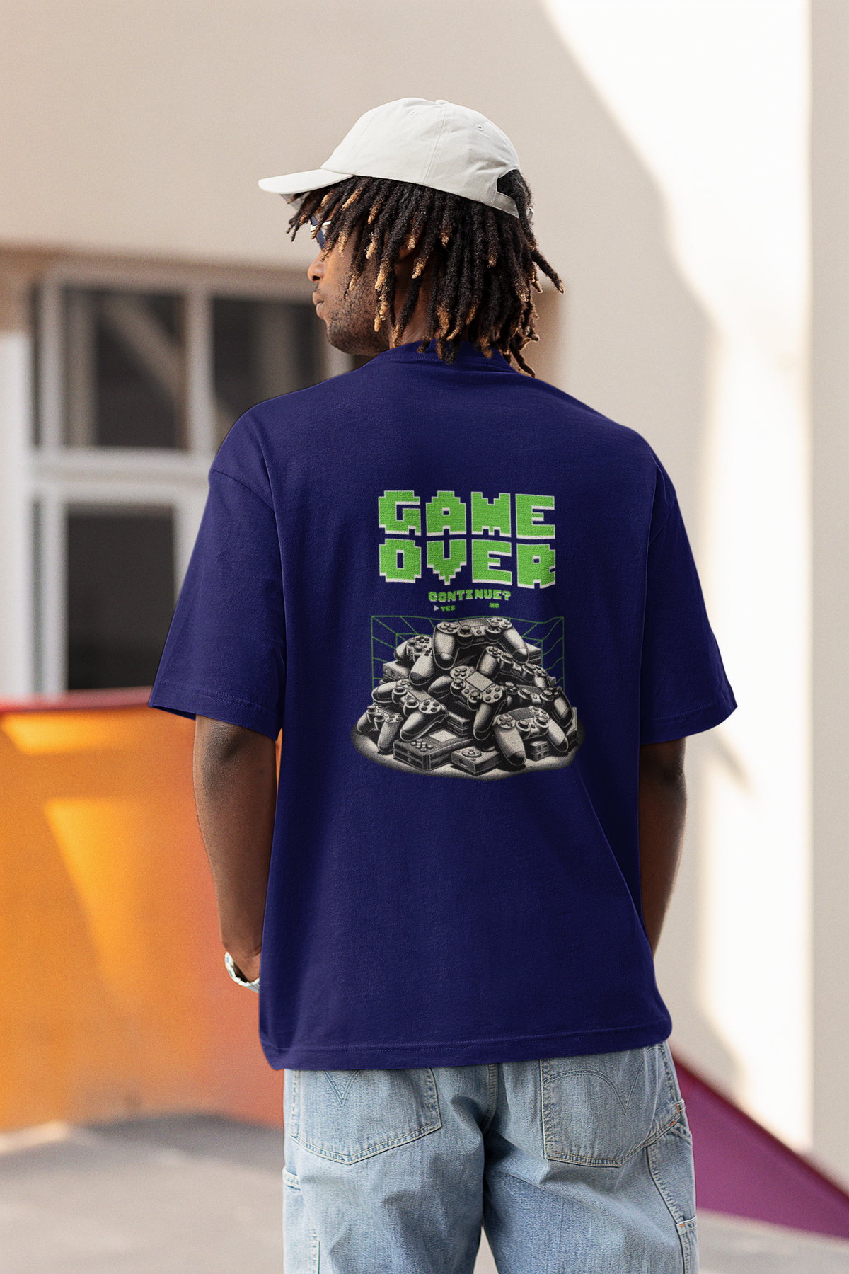 Game Over Unisex Navy Blue Oversized T-Shirt
