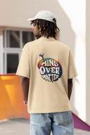 Mind Over Matter Half Sleeve Beige Oversized T-Shirt for Men by Hello Swanky