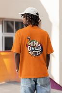 Mind Over Matter Half Sleeve Orange Oversized T-Shirt for Men by Hello Swanky