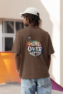 Mind Over Matter Half Sleeve Brown Oversized T-Shirt for Men by Hello Swanky