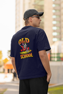 Old School Half Sleeve Navy Blue Oversized T-Shirt for Men by Hello Swanky