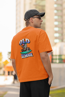 Old School Half Sleeve Orange Oversized T-Shirt for Men by Hello Swanky