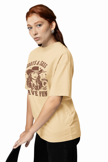 Boots & Saas Oversized T-Shirt Western Sassy Streetwear