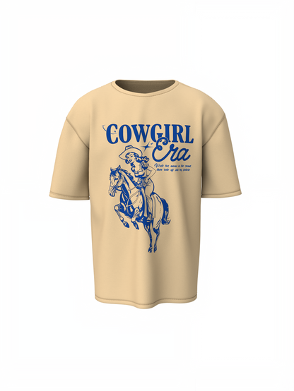 Cow Girl Era Oversized T-Shirt Stylish Western Graphic Design
