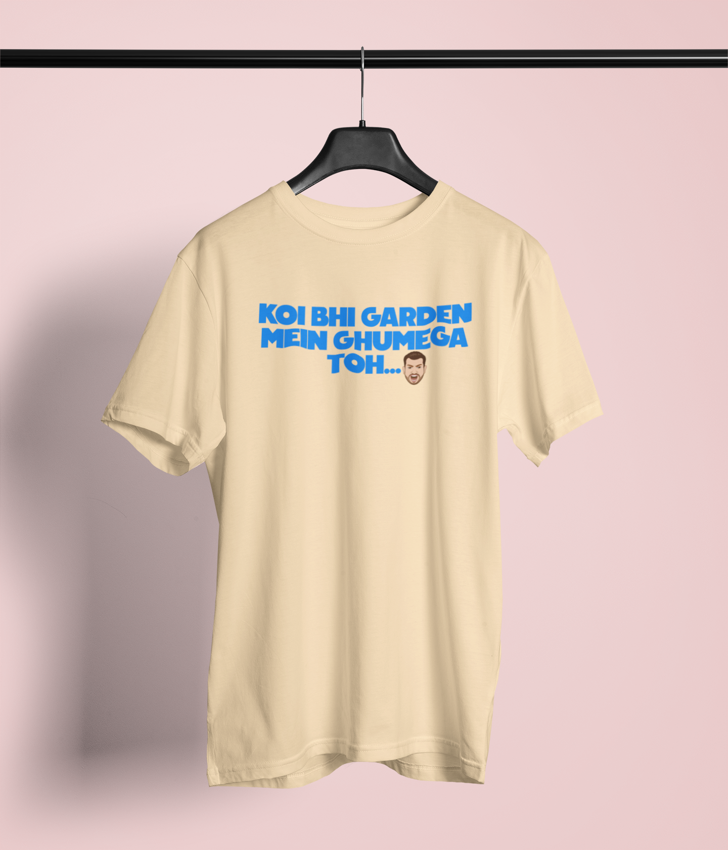 Garden Me Ghumega Toh Unisex Beige Round Neck T-Shirt | Desi Graphic