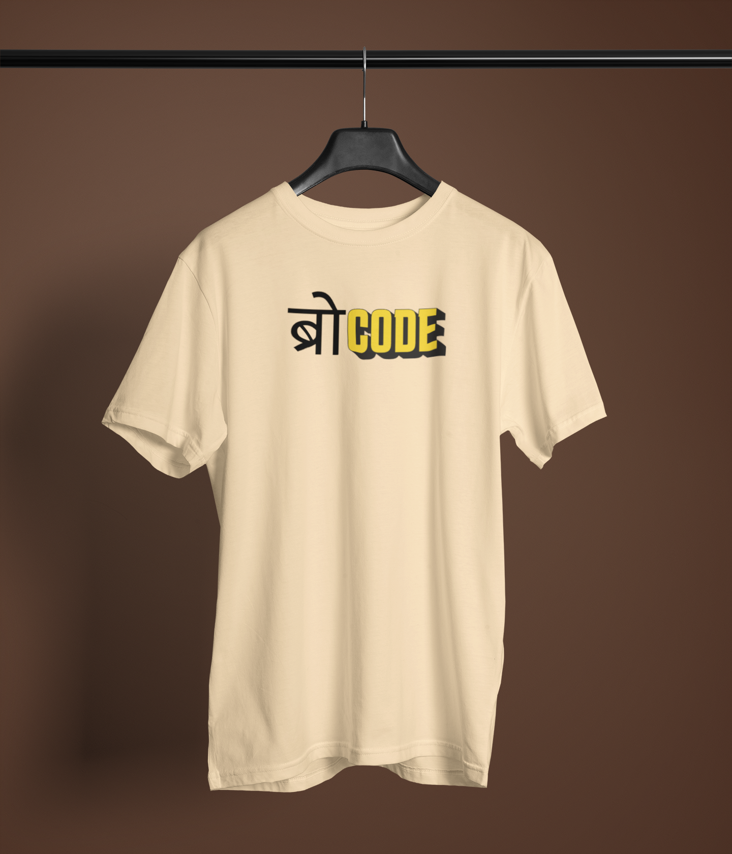 Brocode Beige Unisex Round Neck T-Shirt Desi Graphic
